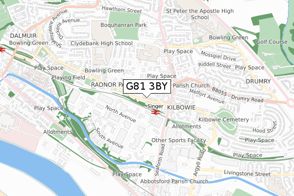 G81 3BY map - small scale - OS Open Zoomstack (Ordnance Survey)