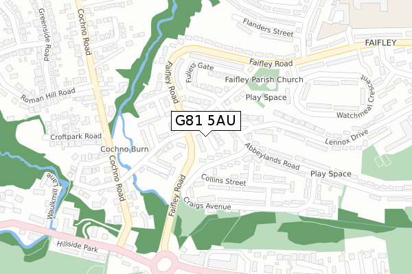 G81 5AU map - large scale - OS Open Zoomstack (Ordnance Survey)