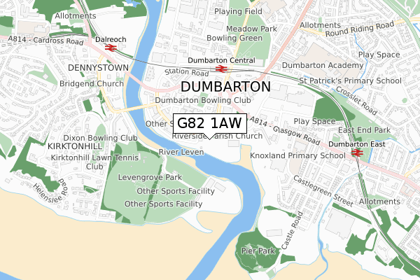 G82 1AW map - small scale - OS Open Zoomstack (Ordnance Survey)