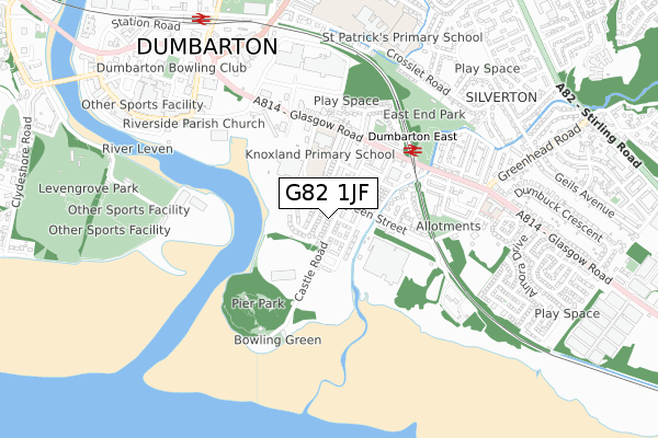 G82 1JF map - small scale - OS Open Zoomstack (Ordnance Survey)