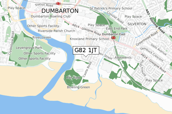 G82 1JT map - small scale - OS Open Zoomstack (Ordnance Survey)