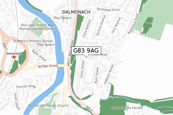 G83 9AG map - large scale - OS Open Zoomstack (Ordnance Survey)