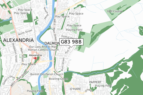 G83 9BB map - small scale - OS Open Zoomstack (Ordnance Survey)