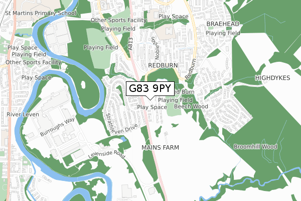 G83 9PY map - small scale - OS Open Zoomstack (Ordnance Survey)