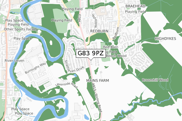 G83 9PZ map - small scale - OS Open Zoomstack (Ordnance Survey)