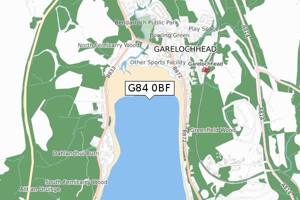 G84 0BF map - small scale - OS Open Zoomstack (Ordnance Survey)