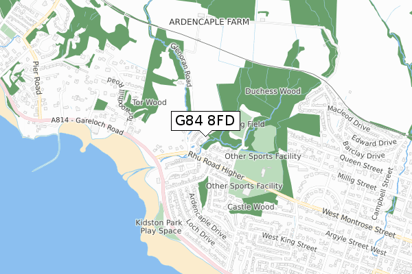 G84 8FD map - small scale - OS Open Zoomstack (Ordnance Survey)