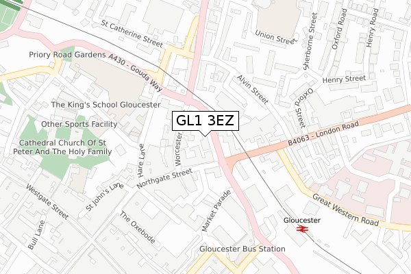 GL1 3EZ map - large scale - OS Open Zoomstack (Ordnance Survey)