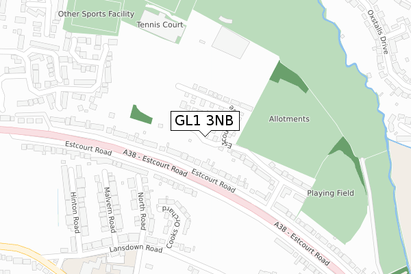 GL1 3NB map - large scale - OS Open Zoomstack (Ordnance Survey)