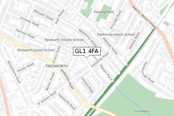 GL1 4FA map - large scale - OS Open Zoomstack (Ordnance Survey)