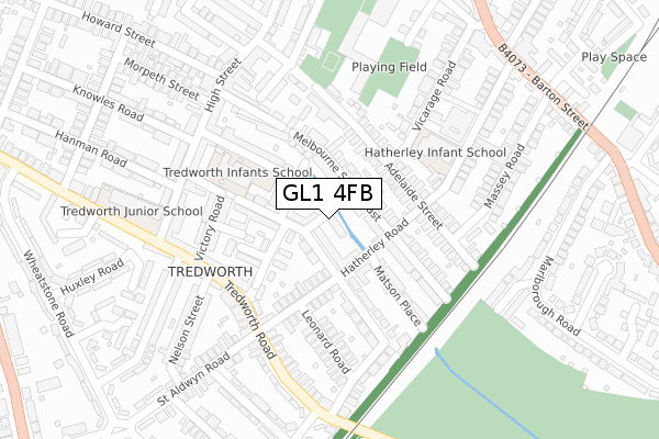 GL1 4FB map - large scale - OS Open Zoomstack (Ordnance Survey)