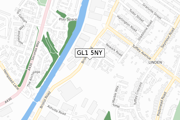 GL1 5NY map - large scale - OS Open Zoomstack (Ordnance Survey)