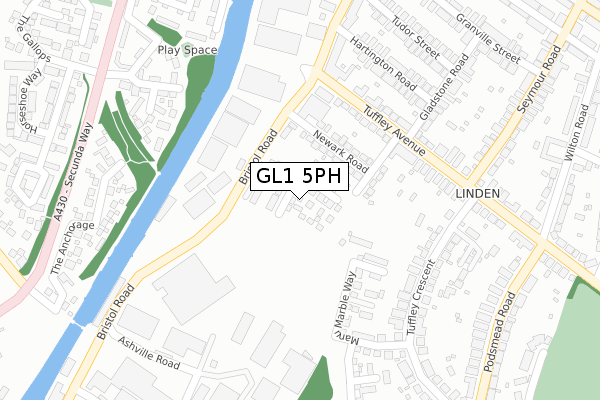 GL1 5PH map - large scale - OS Open Zoomstack (Ordnance Survey)