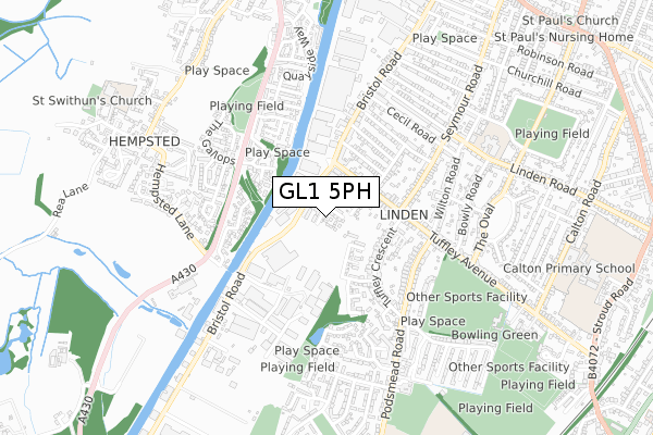 GL1 5PH map - small scale - OS Open Zoomstack (Ordnance Survey)