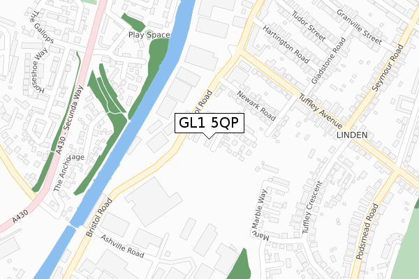 GL1 5QP map - large scale - OS Open Zoomstack (Ordnance Survey)