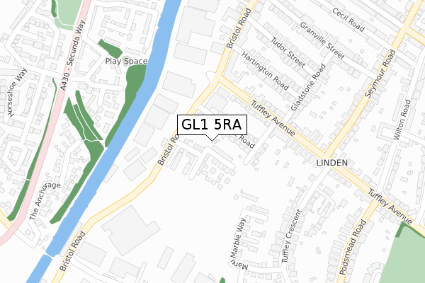 GL1 5RA map - large scale - OS Open Zoomstack (Ordnance Survey)