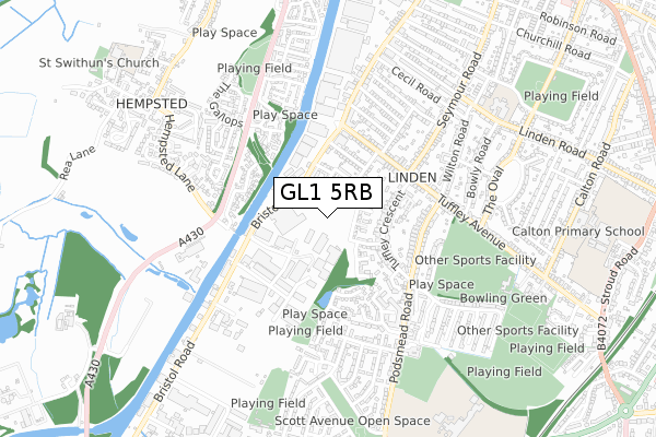 GL1 5RB map - small scale - OS Open Zoomstack (Ordnance Survey)