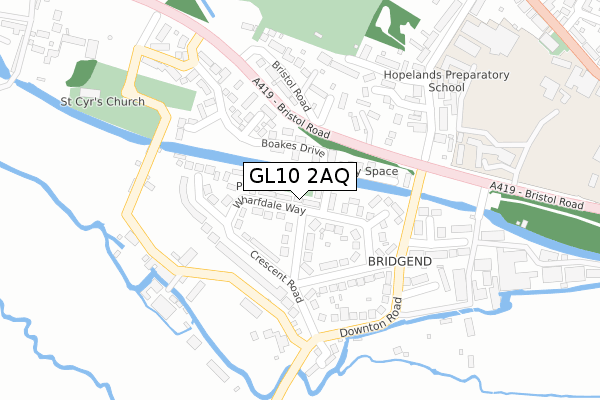 GL10 2AQ map - large scale - OS Open Zoomstack (Ordnance Survey)