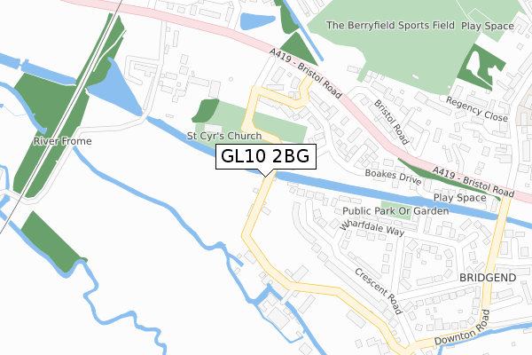 GL10 2BG map - large scale - OS Open Zoomstack (Ordnance Survey)