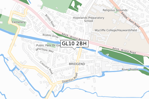 GL10 2BH map - large scale - OS Open Zoomstack (Ordnance Survey)