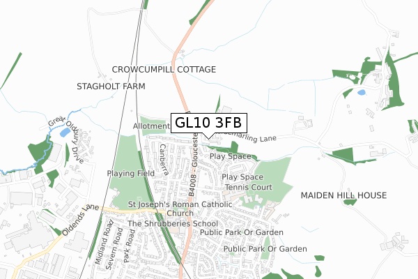 GL10 3FB map - small scale - OS Open Zoomstack (Ordnance Survey)