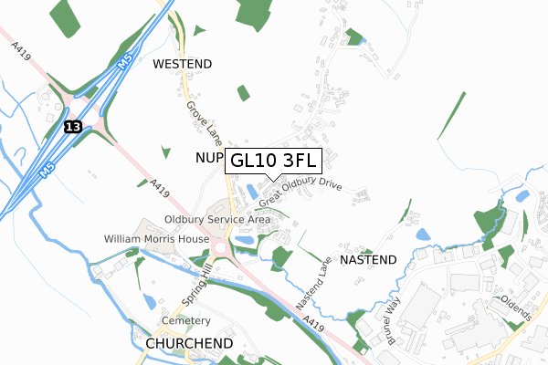 GL10 3FL map - small scale - OS Open Zoomstack (Ordnance Survey)