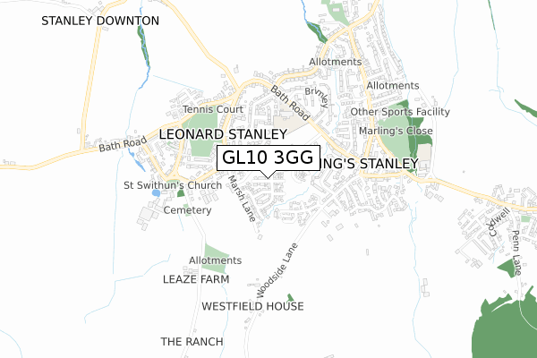 GL10 3GG map - small scale - OS Open Zoomstack (Ordnance Survey)