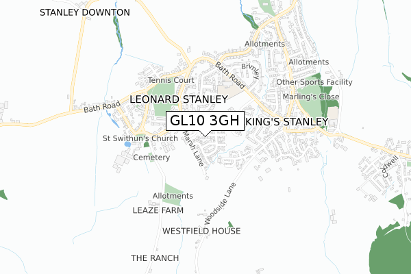 GL10 3GH map - small scale - OS Open Zoomstack (Ordnance Survey)