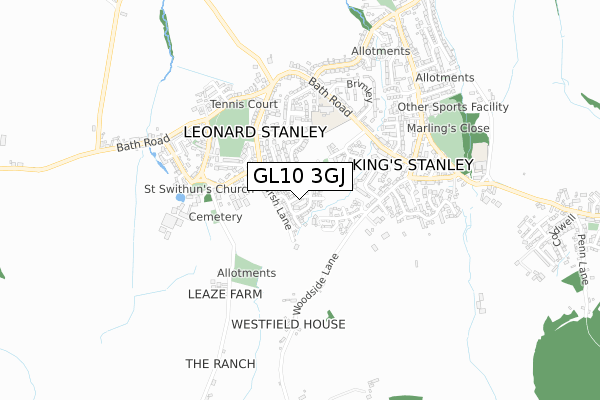 GL10 3GJ map - small scale - OS Open Zoomstack (Ordnance Survey)