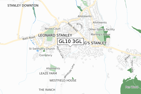 GL10 3GL map - small scale - OS Open Zoomstack (Ordnance Survey)