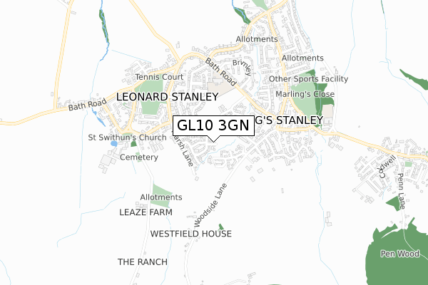 GL10 3GN map - small scale - OS Open Zoomstack (Ordnance Survey)