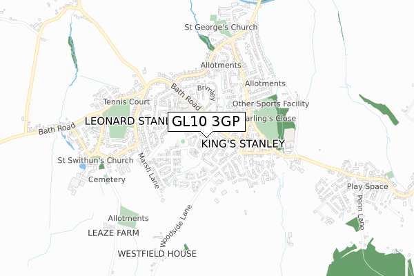 GL10 3GP map - small scale - OS Open Zoomstack (Ordnance Survey)