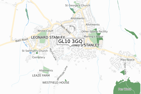 GL10 3GQ map - small scale - OS Open Zoomstack (Ordnance Survey)