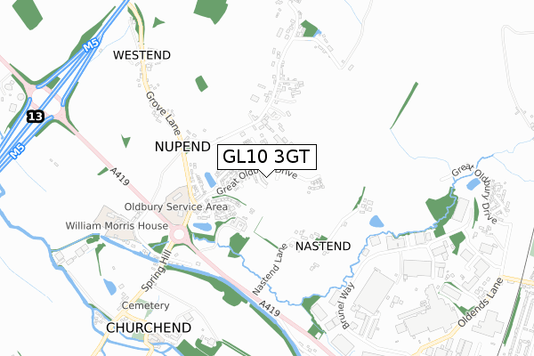 GL10 3GT map - small scale - OS Open Zoomstack (Ordnance Survey)