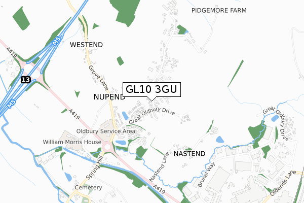 GL10 3GU map - small scale - OS Open Zoomstack (Ordnance Survey)