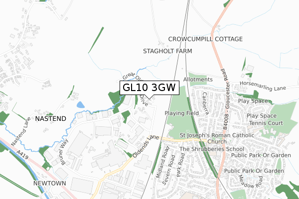 GL10 3GW map - small scale - OS Open Zoomstack (Ordnance Survey)