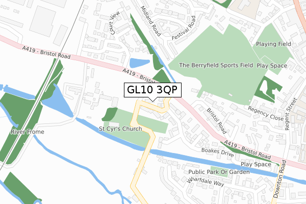 GL10 3QP map - large scale - OS Open Zoomstack (Ordnance Survey)