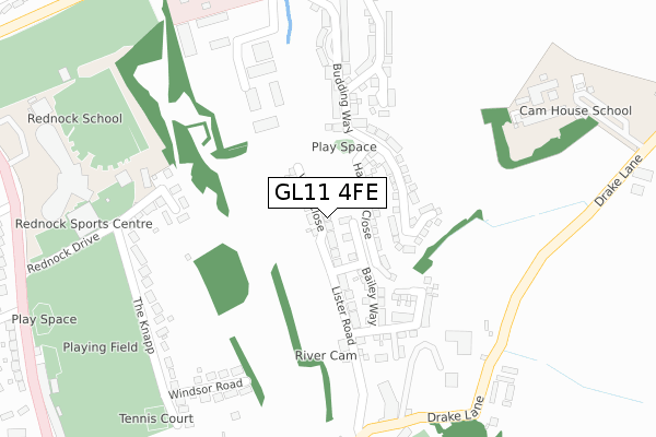 GL11 4FE map - large scale - OS Open Zoomstack (Ordnance Survey)