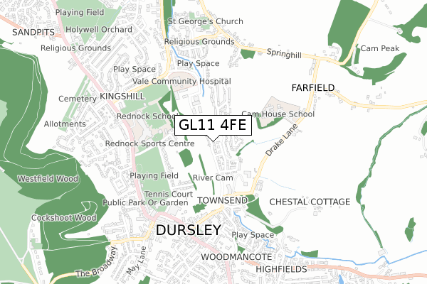 GL11 4FE map - small scale - OS Open Zoomstack (Ordnance Survey)