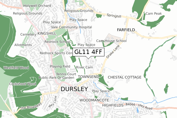 GL11 4FF map - small scale - OS Open Zoomstack (Ordnance Survey)