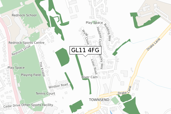 GL11 4FG map - large scale - OS Open Zoomstack (Ordnance Survey)