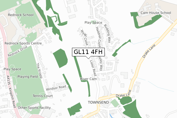 GL11 4FH map - large scale - OS Open Zoomstack (Ordnance Survey)