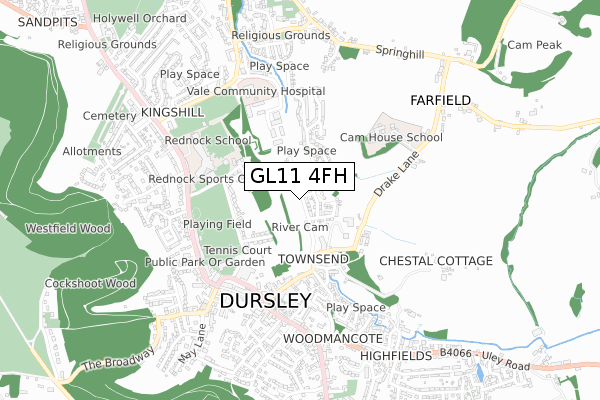 GL11 4FH map - small scale - OS Open Zoomstack (Ordnance Survey)