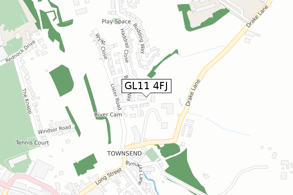 GL11 4FJ map - large scale - OS Open Zoomstack (Ordnance Survey)