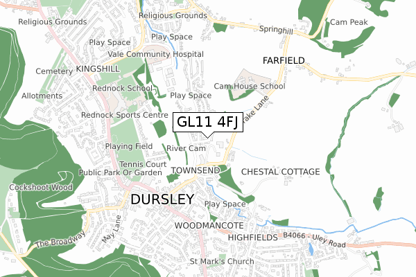 GL11 4FJ map - small scale - OS Open Zoomstack (Ordnance Survey)