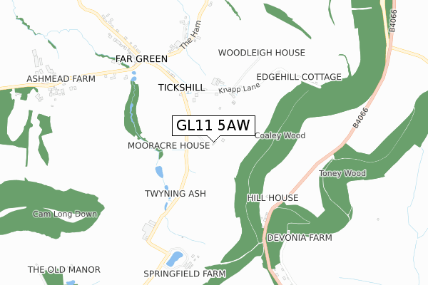 GL11 5AW map - small scale - OS Open Zoomstack (Ordnance Survey)