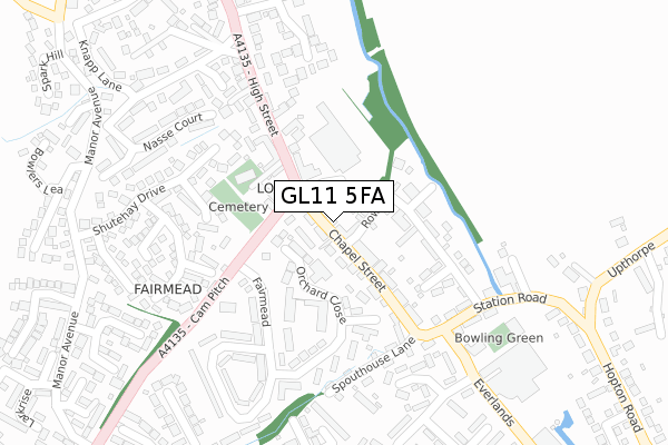 GL11 5FA map - large scale - OS Open Zoomstack (Ordnance Survey)