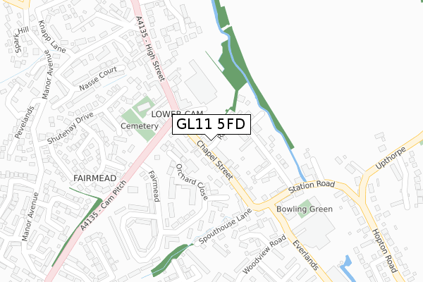 GL11 5FD map - large scale - OS Open Zoomstack (Ordnance Survey)