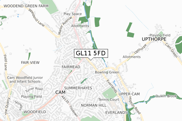 GL11 5FD map - small scale - OS Open Zoomstack (Ordnance Survey)