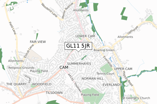 GL11 5JR map - small scale - OS Open Zoomstack (Ordnance Survey)